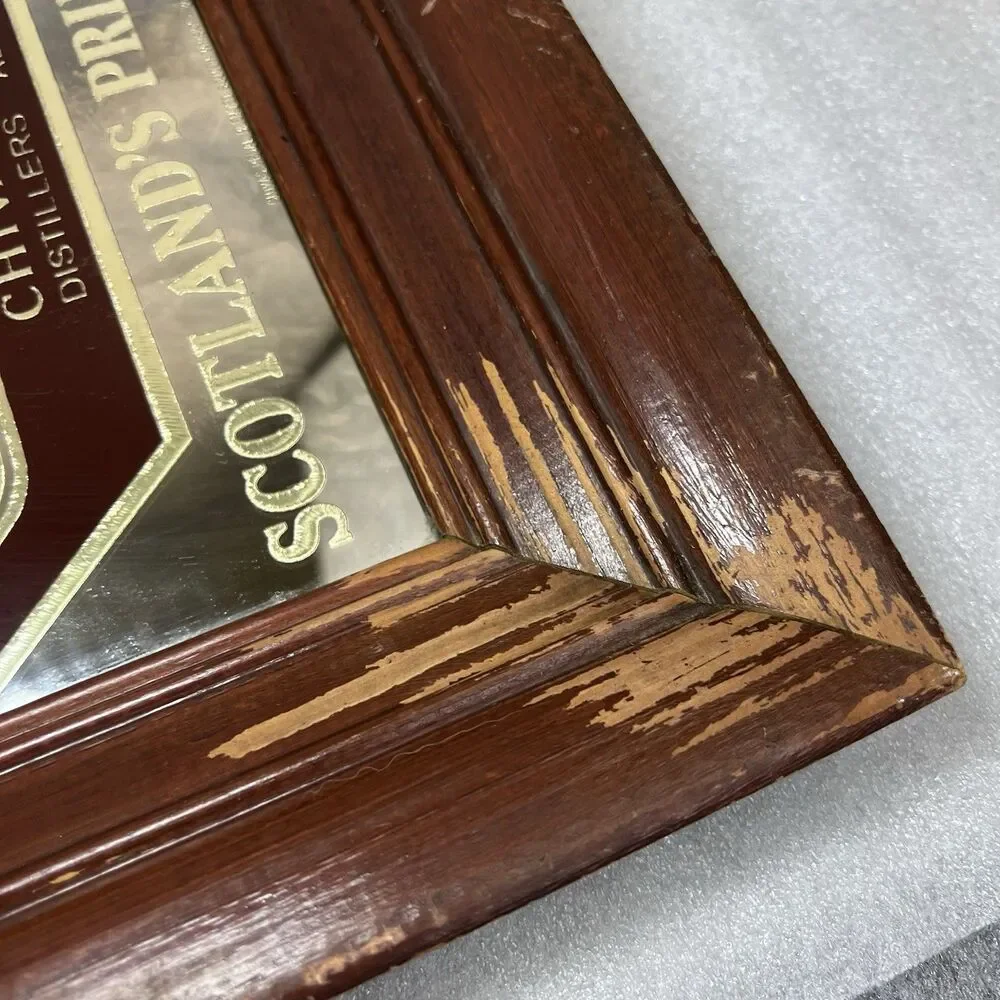 Vintage Chivas Regal Blended Scotch Whisky Mirror Bar Pub Sign 23x17” Wood Frame